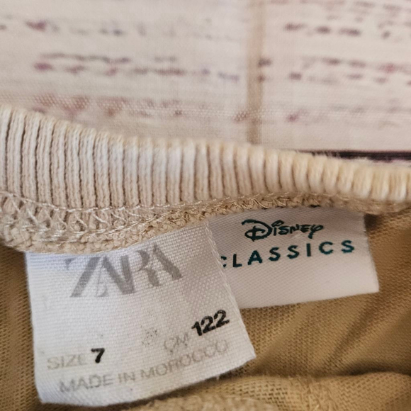 Zara Disney Bambi Cinched Waist Long Sleeve Neutral Dress Girls 7 - Picture 2 of 4